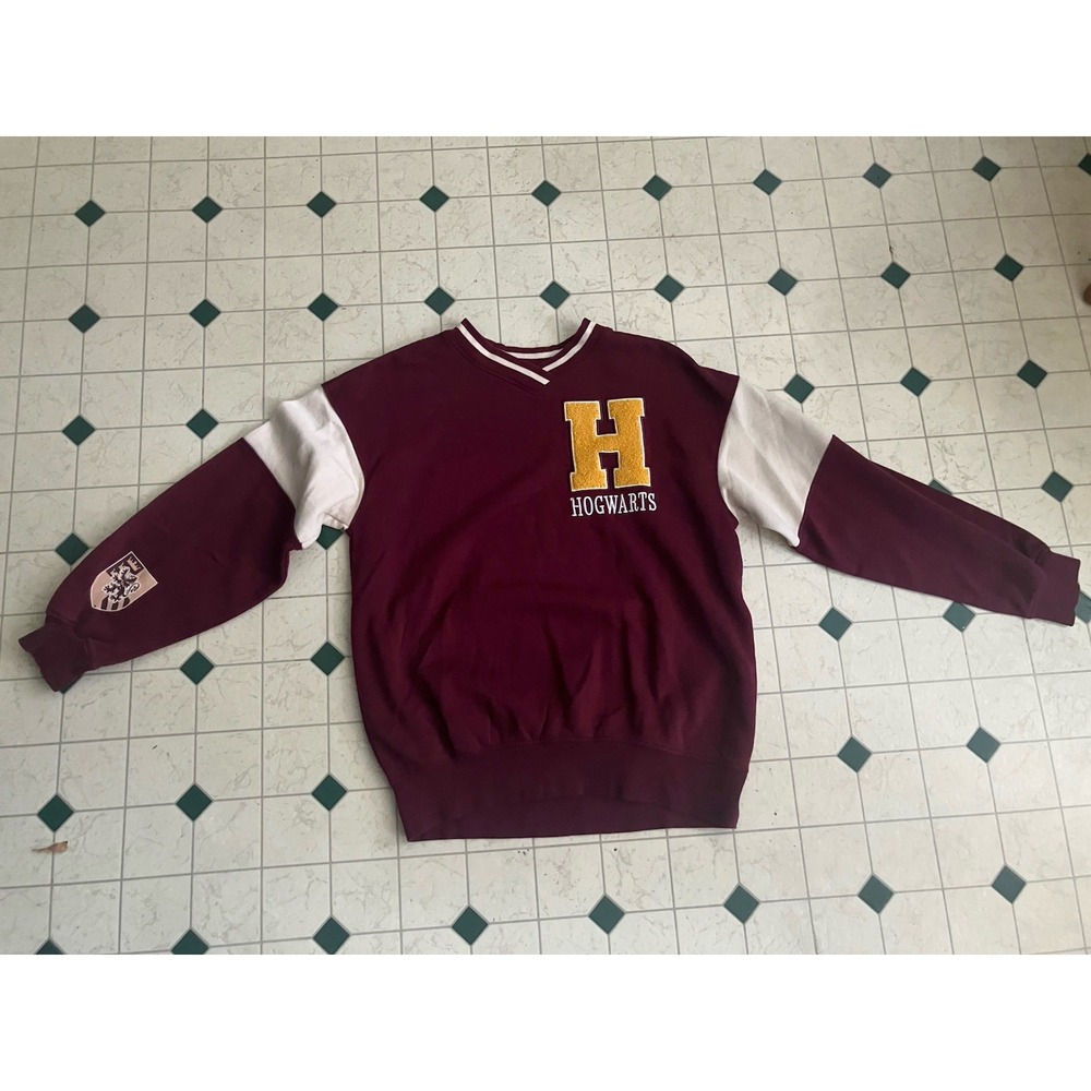 H&M Harry Potter Hogwarts Varsity Sweatshirt Pullover Maroon Burgundy Kids 12/14